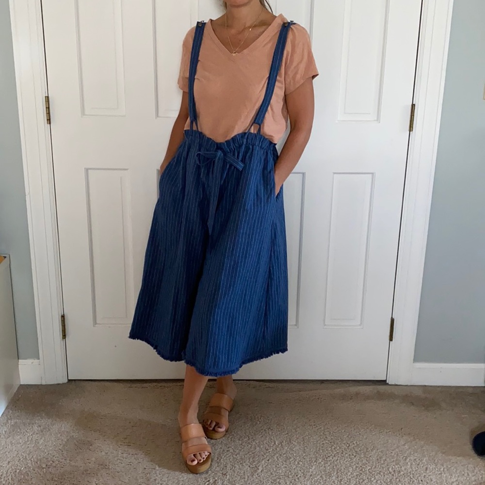 NWOT Umgee Pinstriped Denim Jumpsuit Overalls